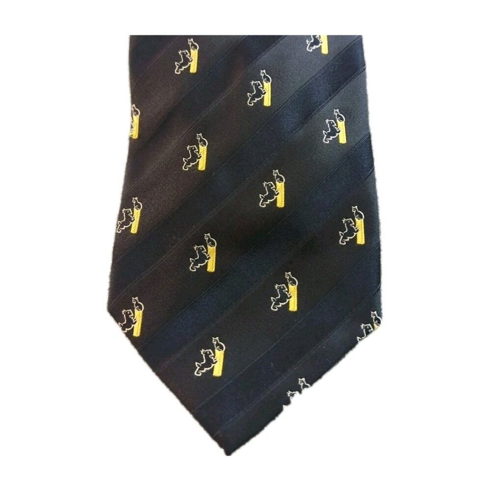 PAUL SMITH 100% Silk Tie Italy Navy Dog Cat Pattern Necktie Mint